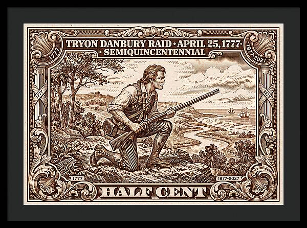 Tryon Danbury Raid 1/2c 2 - Framed Print