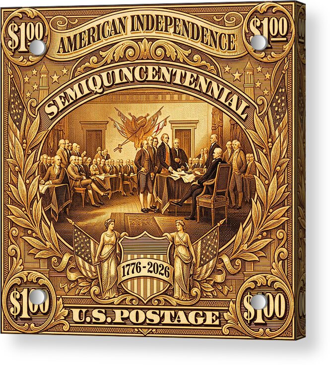 American Independence $100 II Stamp - Acrylic Print
