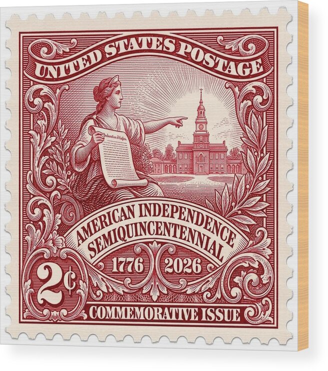 American Independence 2c - Wood Print
