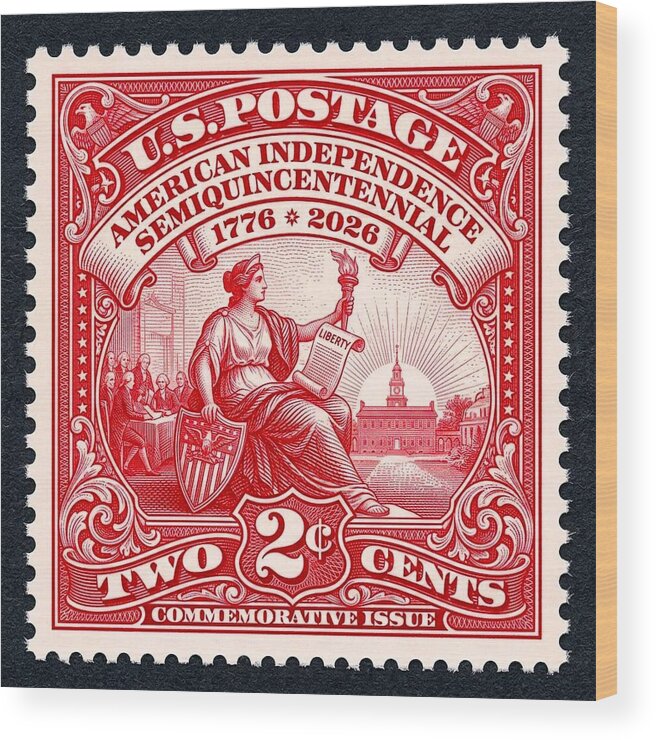 American Independence 2c II - Wood Print