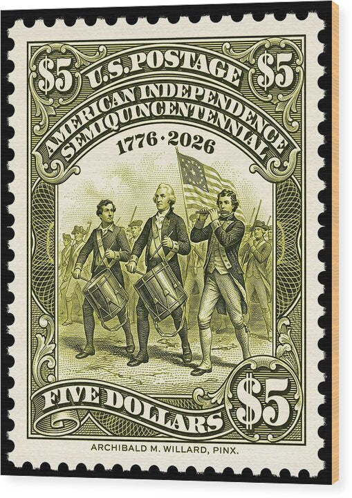 American Independence $5 - Wood Print