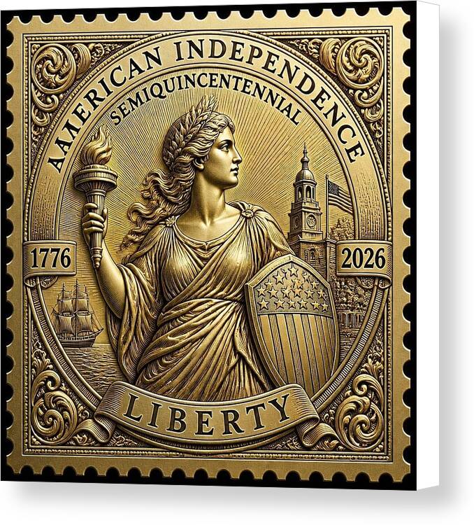 American Independence Commemorative Stamp - Canvas Print