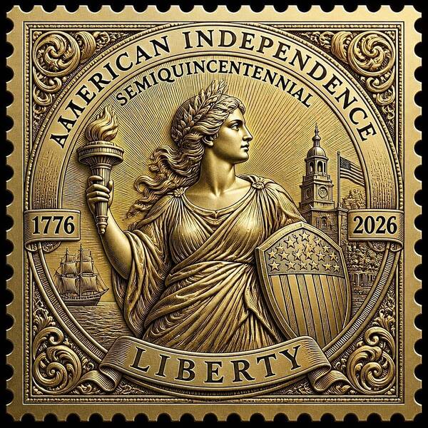 American Independence Commemorative Stamp - Art Print