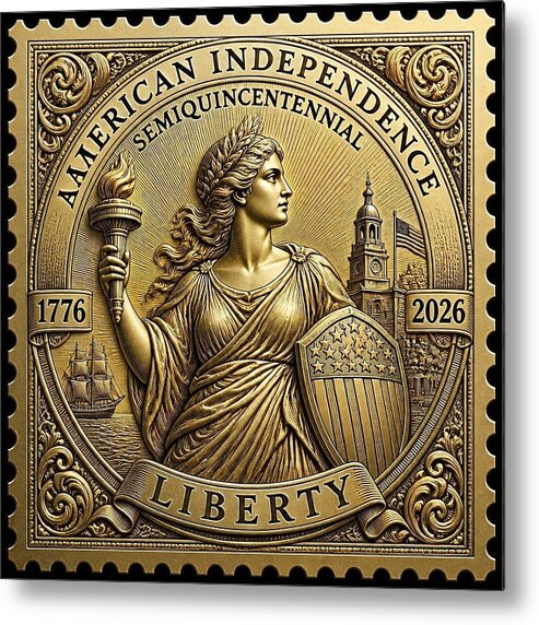 American Independence Commemorative Stamp - Metal Print