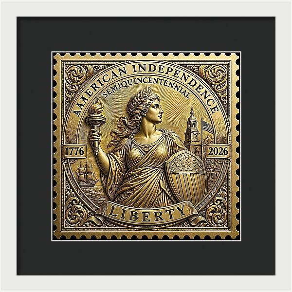 American Independence Commemorative Stamp - Framed Print