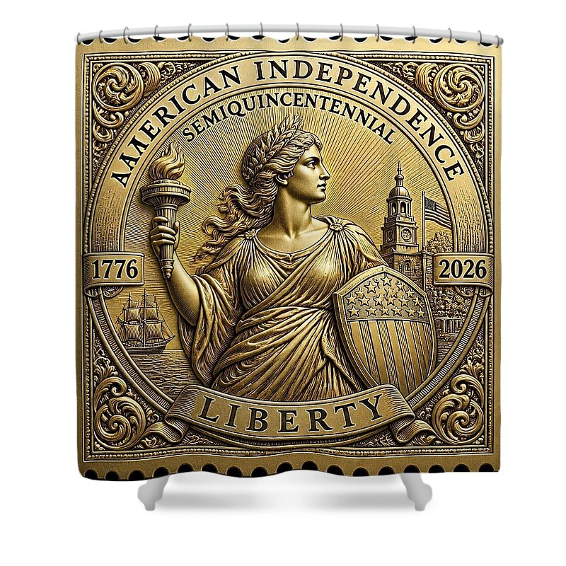 American Independence Commemorative Stamp - Shower Curtain