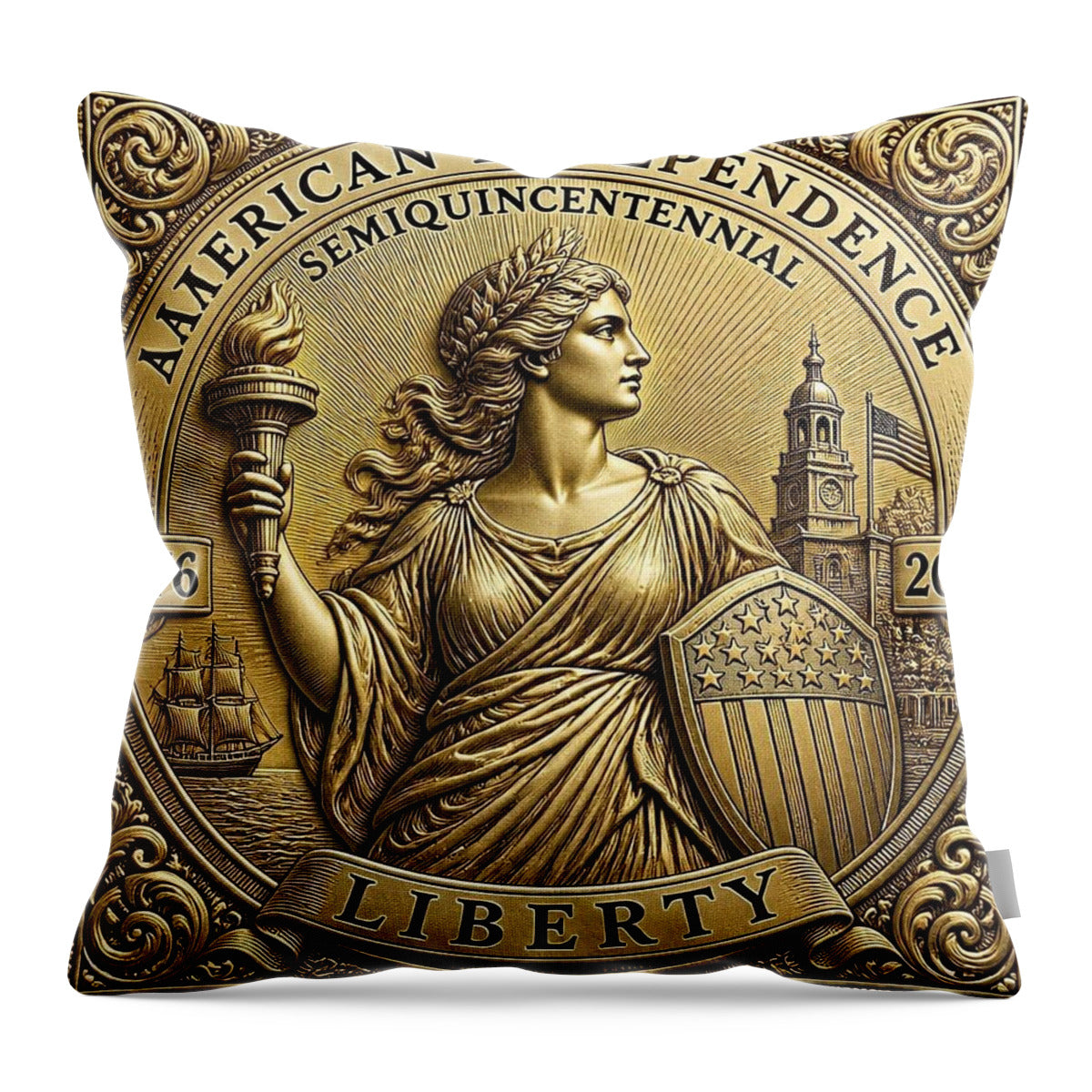 American Independence Commemorative Stamp - Throw Pillow