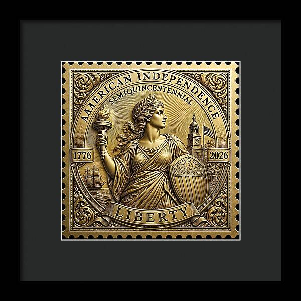 American Independence Commemorative Stamp - Framed Print