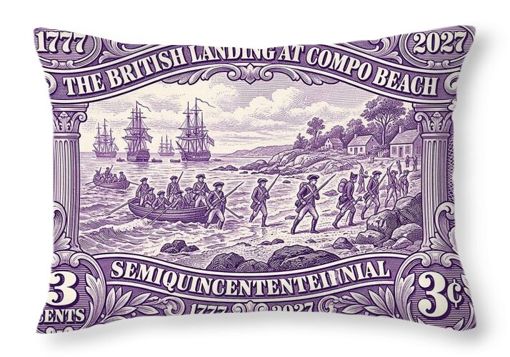 British Landing at Compo 3c I - Throw Pillow