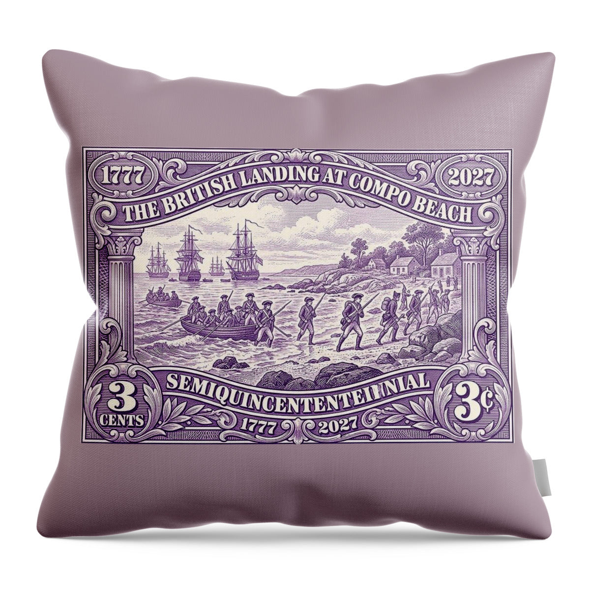 British Landing at Compo 3c I - Throw Pillow