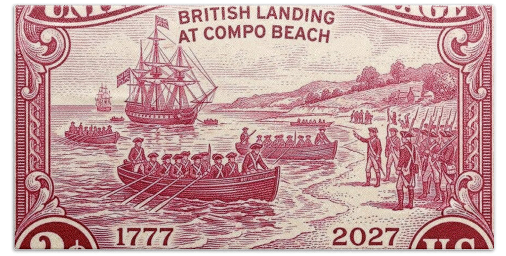 British Landing at Compo Beach 2c - Bath Towel