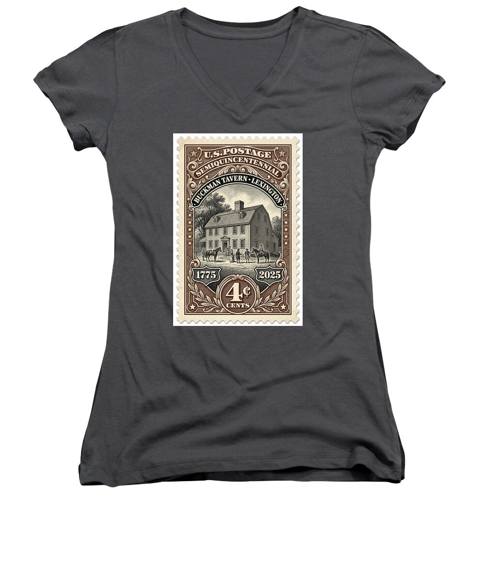Buckman Tavern 4c - Women's V-Neck