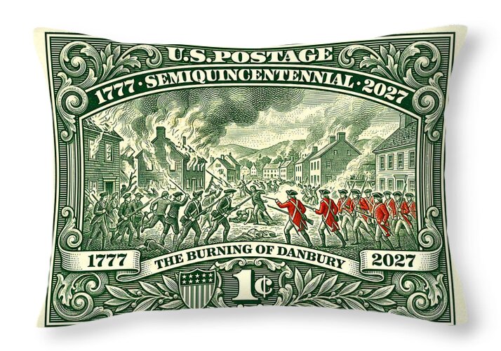 Burning of Danbury 1c - Throw Pillow