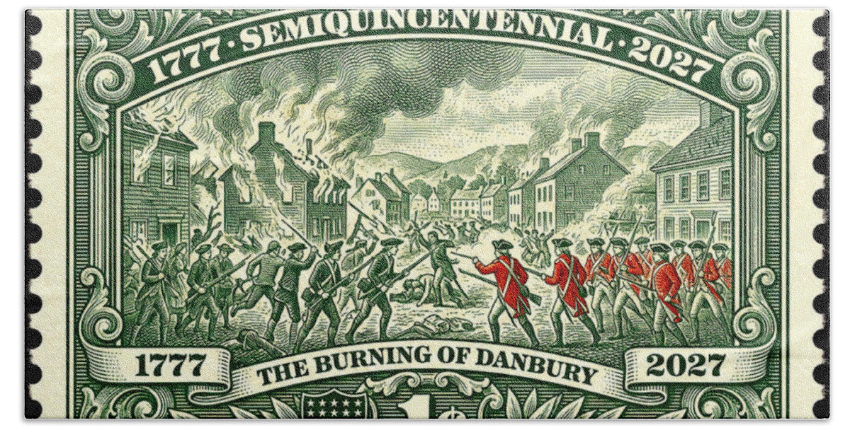 Burning of Danbury 1c - Bath Towel