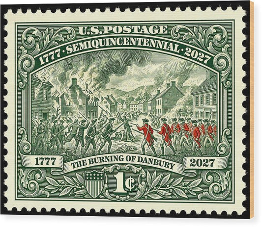 Burning of Danbury 1c - Wood Print
