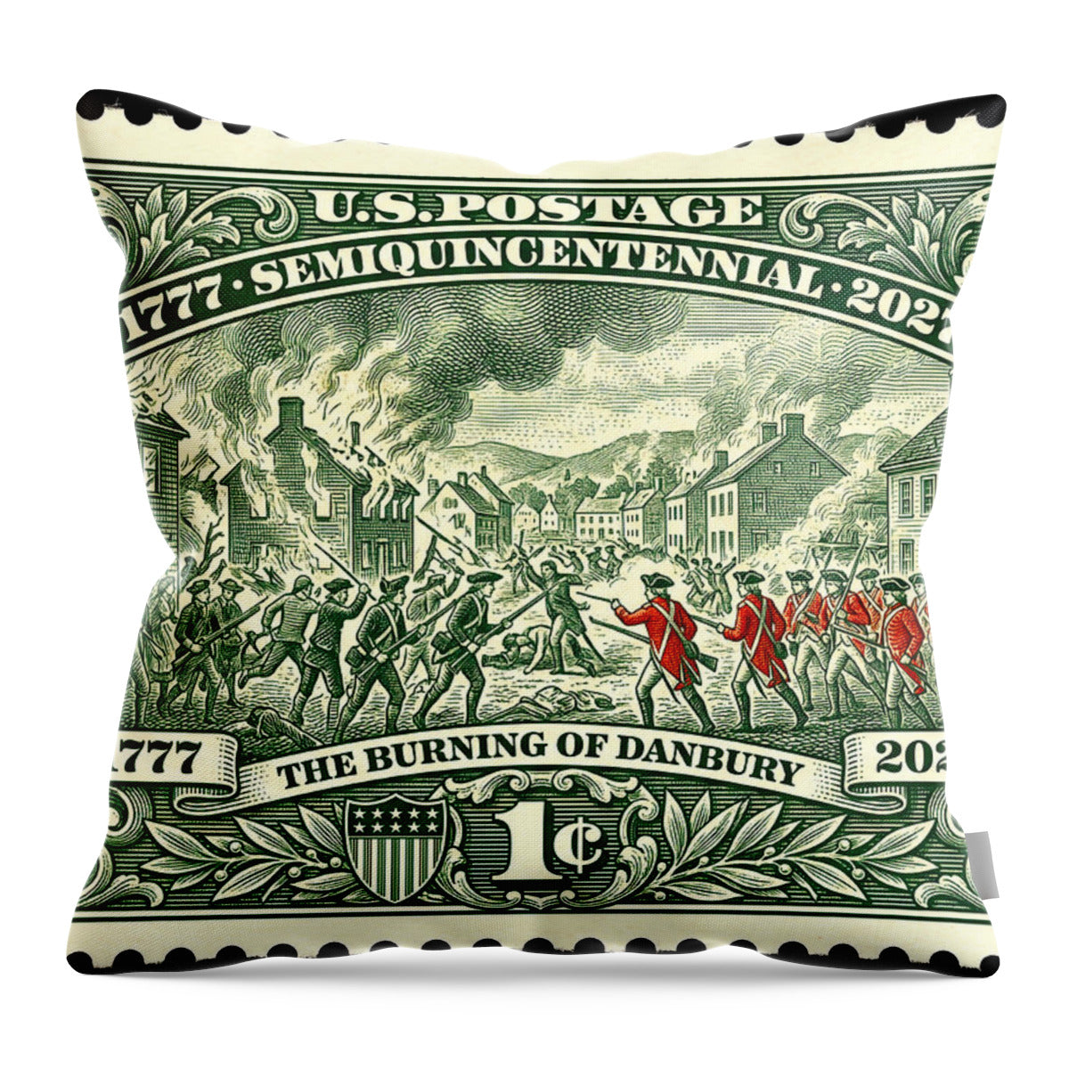 Burning of Danbury 1c - Throw Pillow