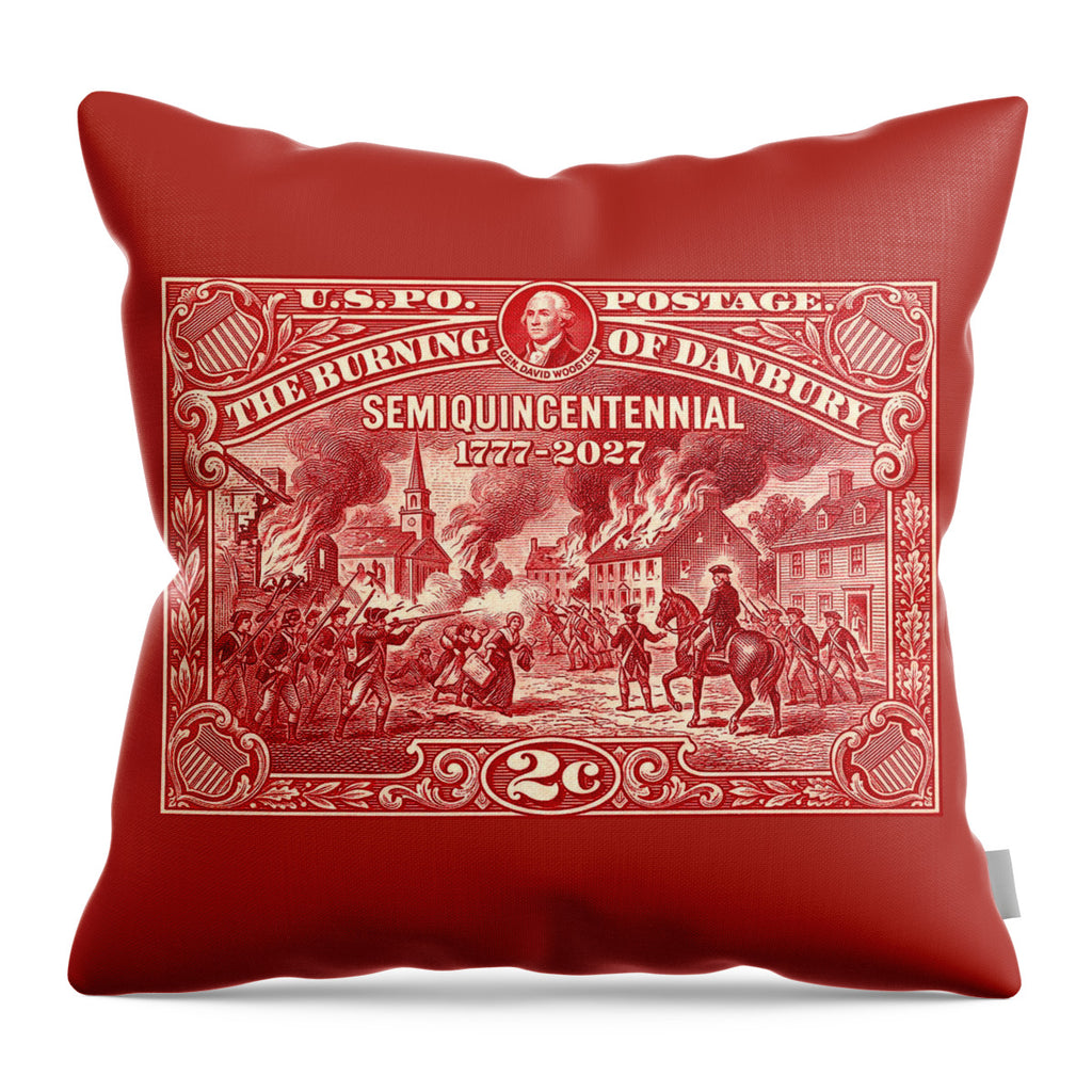 Burning of Danbury 2c - Throw Pillow