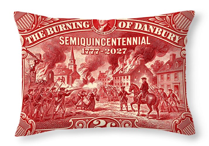 Burning of Danbury 2c - Throw Pillow