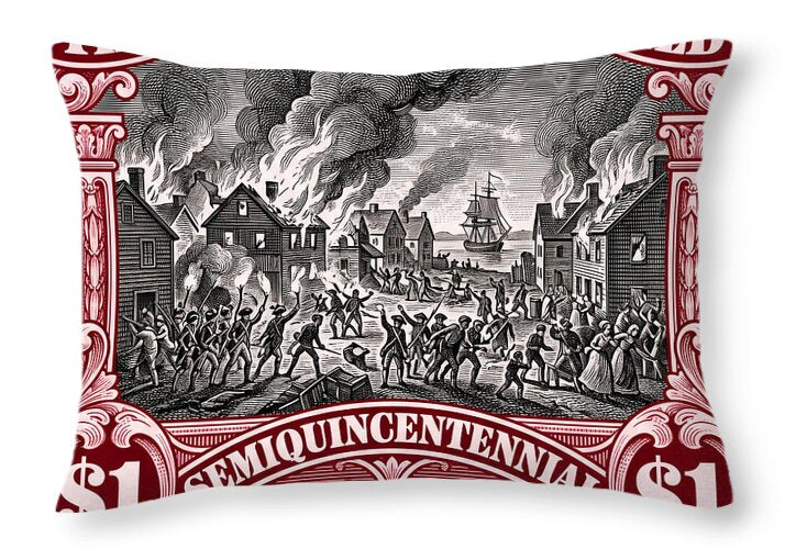 Burning of Fairfield $1 - Throw Pillow