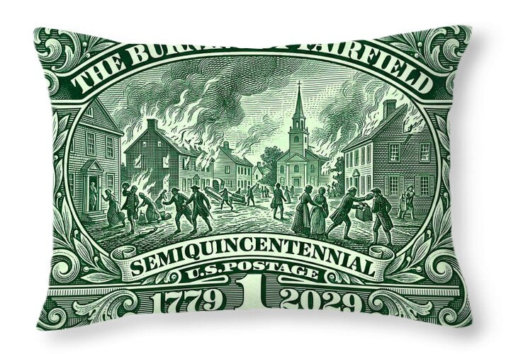 Burning of Fairfield 1c - Throw Pillow