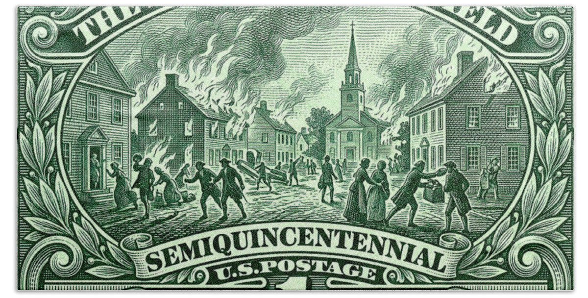 Burning of Fairfield 1c - Bath Towel