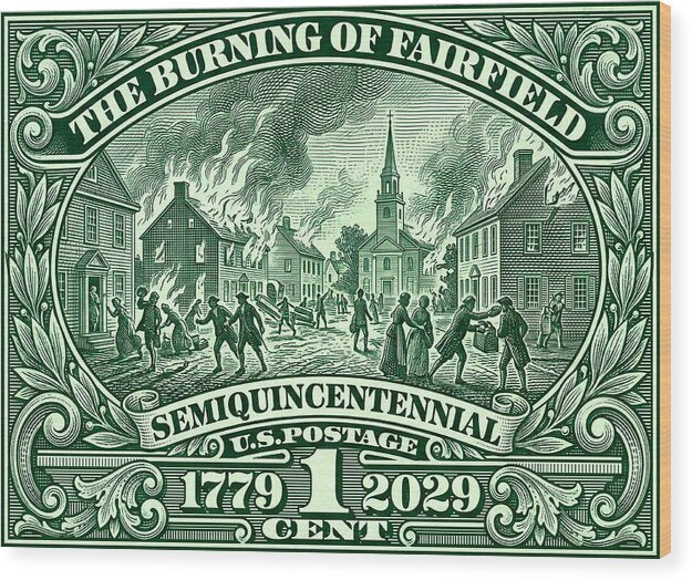 Burning of Fairfield 1c - Wood Print
