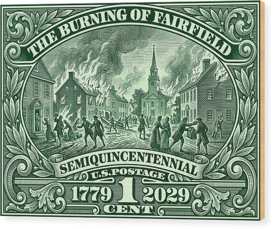 Burning of Fairfield 1c - Wood Print