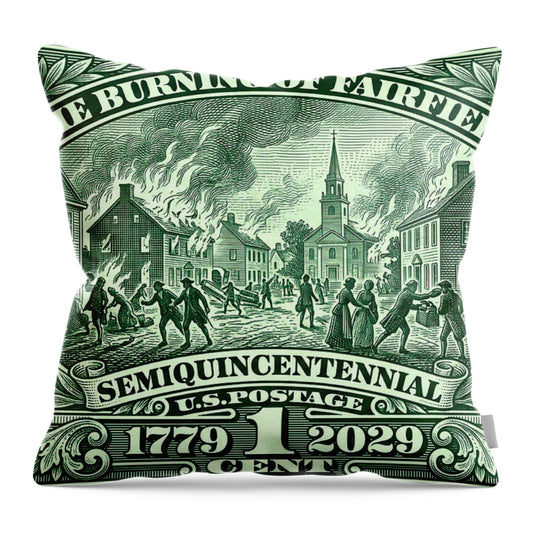Burning of Fairfield 1c - Throw Pillow