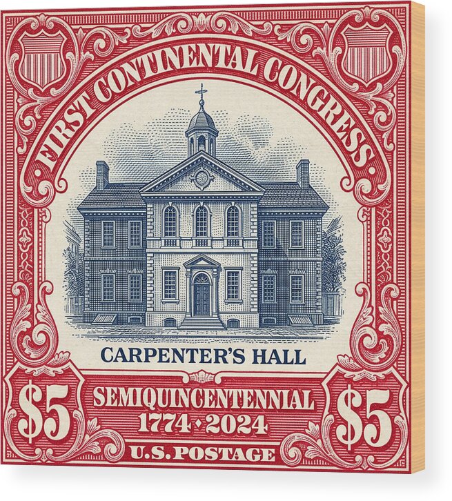 Carpenters Hall $5 - Wood Print