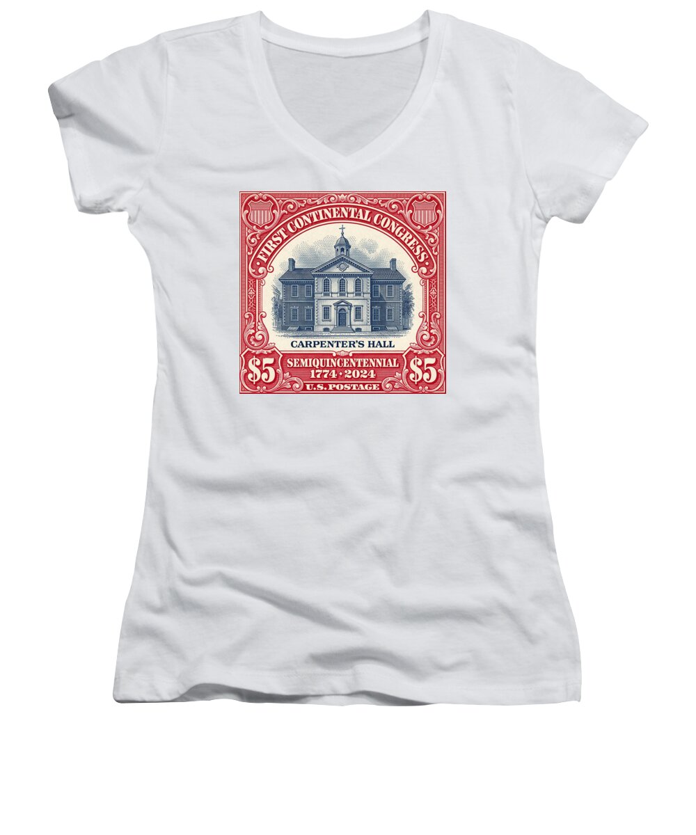 Carpenters Hall $5 - Women's V-Neck