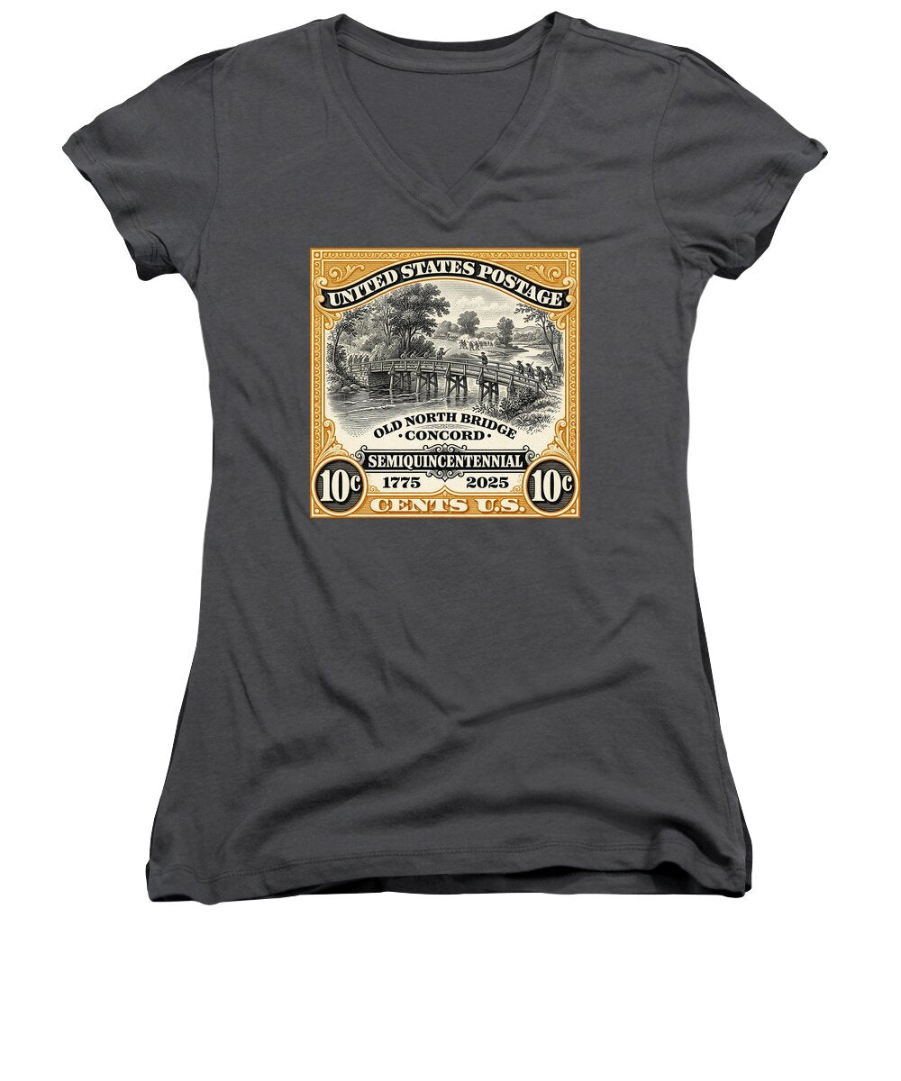 Concord Old North Bridge 10c - Women's V-Neck