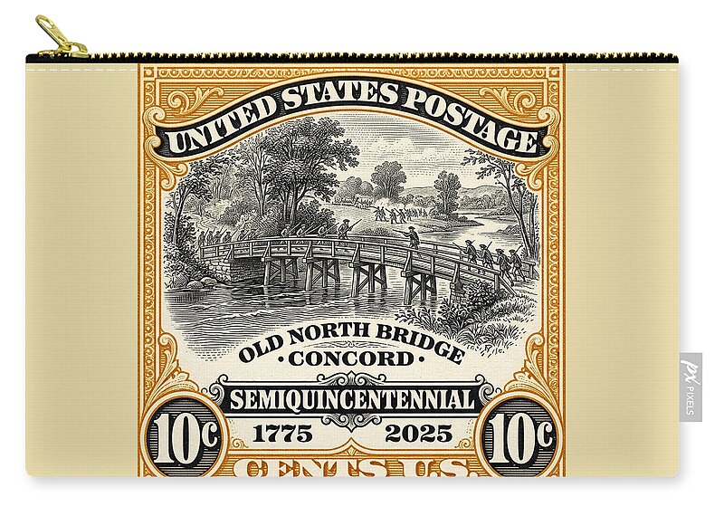 Concord Old North Bridge 10c - Zip Pouch