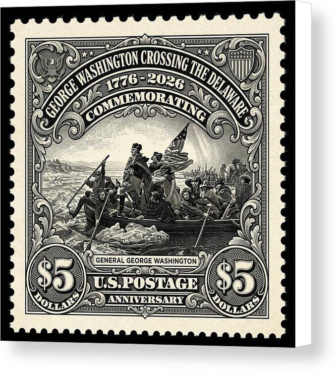 Crossing Delaware $5 - Canvas Print