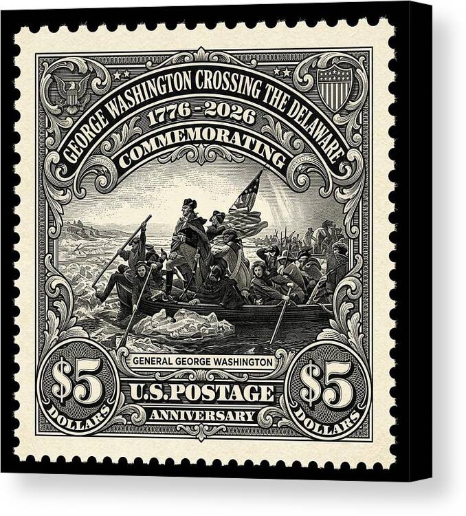Crossing Delaware $5 - Canvas Print
