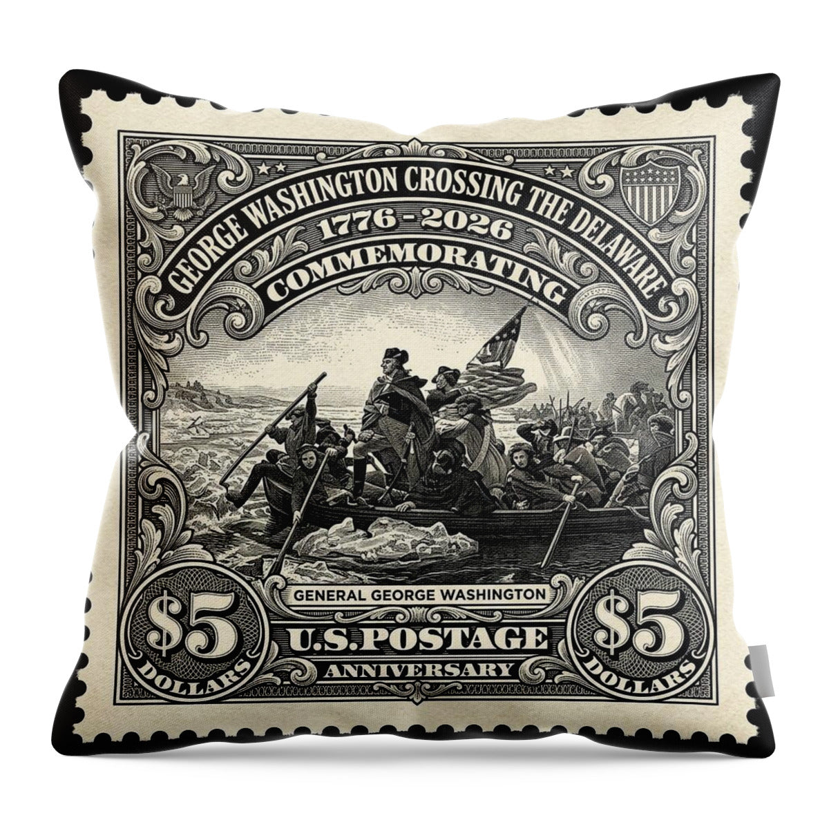 Crossing Delaware $5 - Throw Pillow