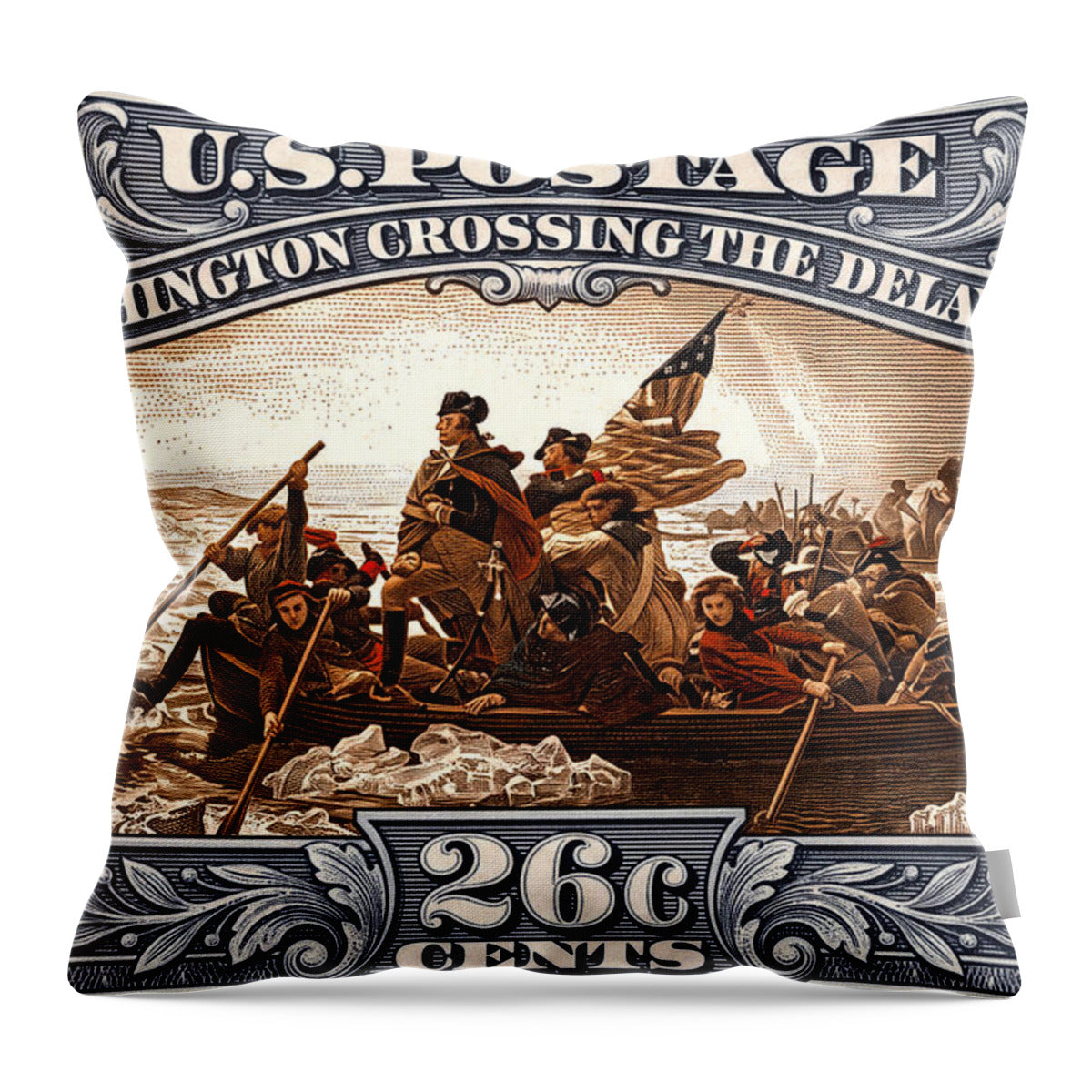 Crossing the Delaware 26c - Throw Pillow