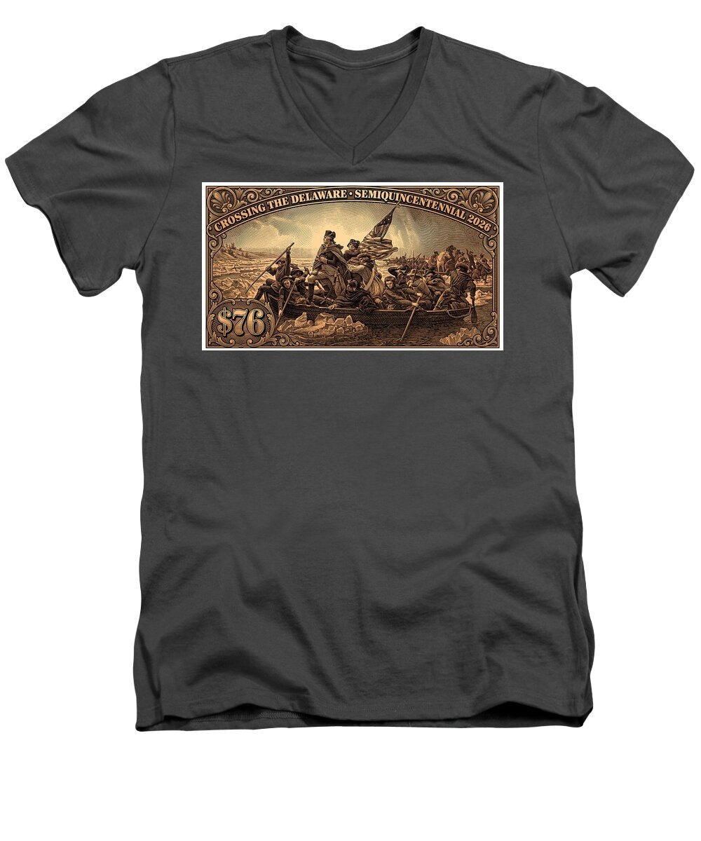 Crossing the Delaware $76 bronze - Men's V-Neck T-Shirt