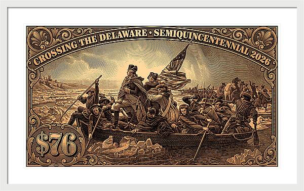 Crossing the Delaware $76 bronze - Framed Print