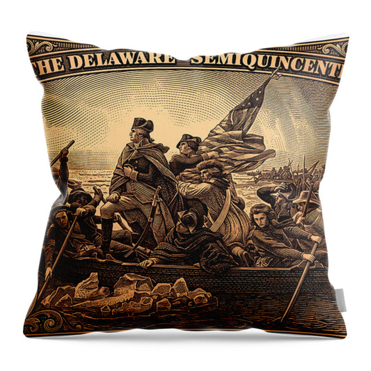 Crossing the Delaware $76 bronze - Throw Pillow