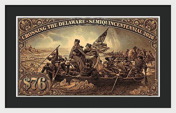 Crossing the Delaware $76 bronze - Framed Print