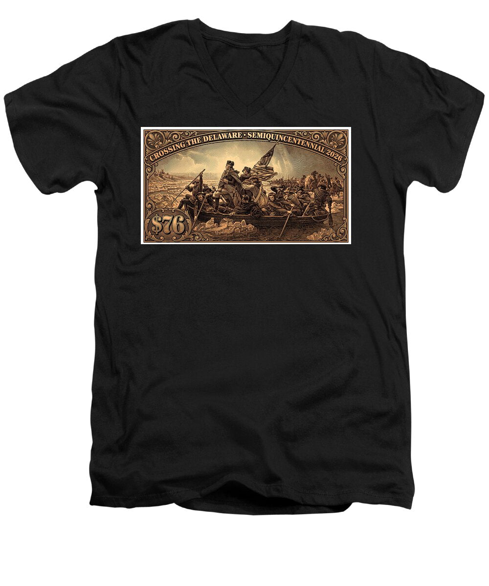 Crossing the Delaware $76 bronze - Men's V-Neck T-Shirt