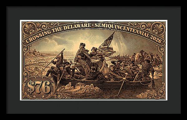 Crossing the Delaware $76 bronze - Framed Print