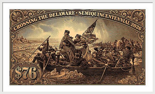 Crossing the Delaware $76 bronze - Framed Print