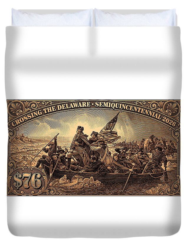 Crossing the Delaware $76 bronze - Duvet Cover