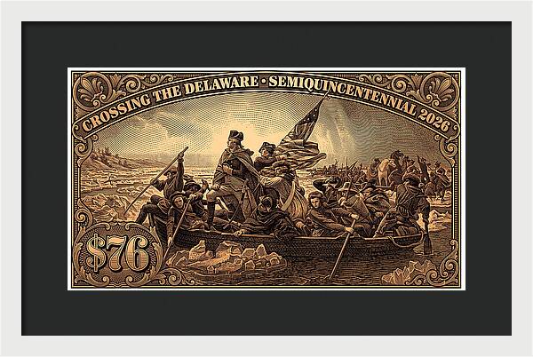 Crossing the Delaware $76 bronze - Framed Print