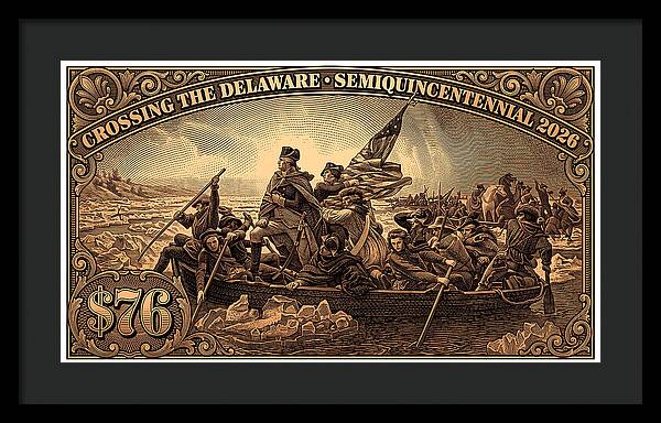 Crossing the Delaware $76 bronze - Framed Print