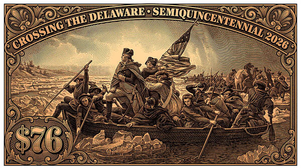 Crossing the Delaware $76 bronze - Art Print