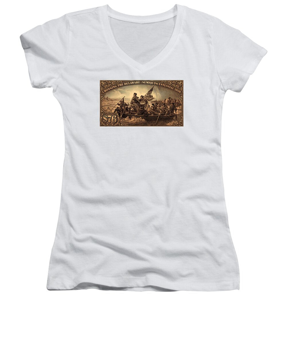 Crossing the Delaware $76 bronze - Women's V-Neck