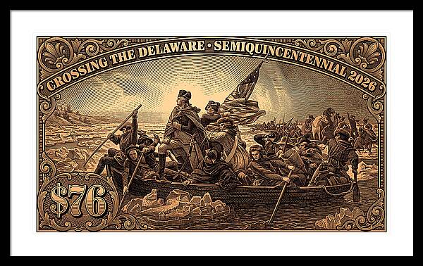 Crossing the Delaware $76 bronze - Framed Print