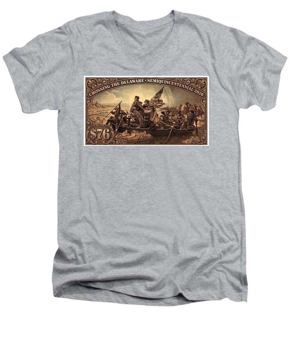 Crossing the Delaware $76 bronze - Men's V-Neck T-Shirt